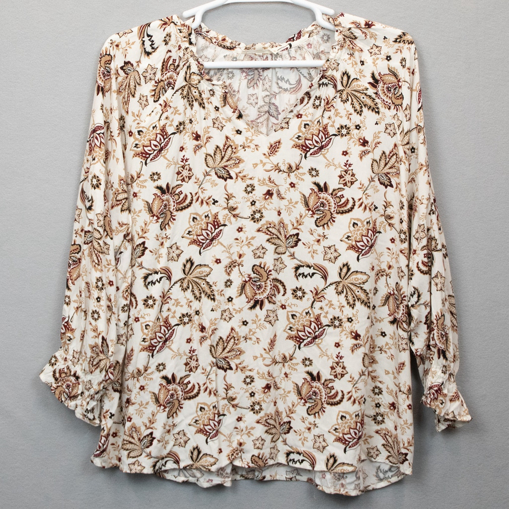 C&C California floral peasant boho v-neck top-2X